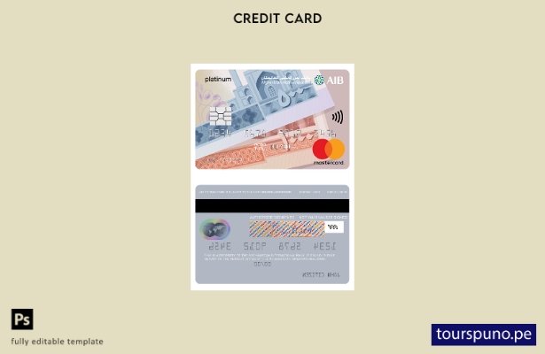 listo para imprimir plantilla mastercard platinum del Banco Internacional de Afg